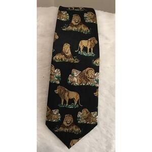 Vintage Lion Themed Novelty Tie. Designs By A. Rogers 100% Polyester. Korea